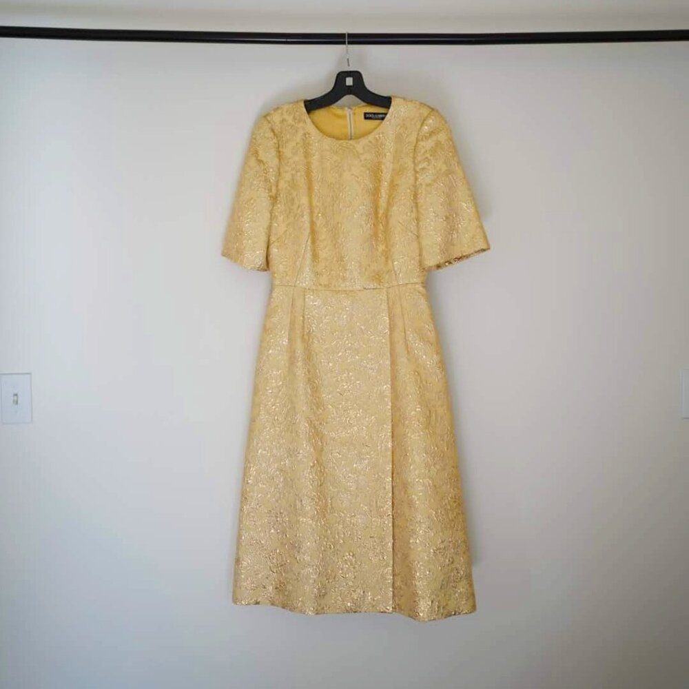 Dolce & Gabbana | Short-Sleeved Midi Dress In Lamé Jacquard